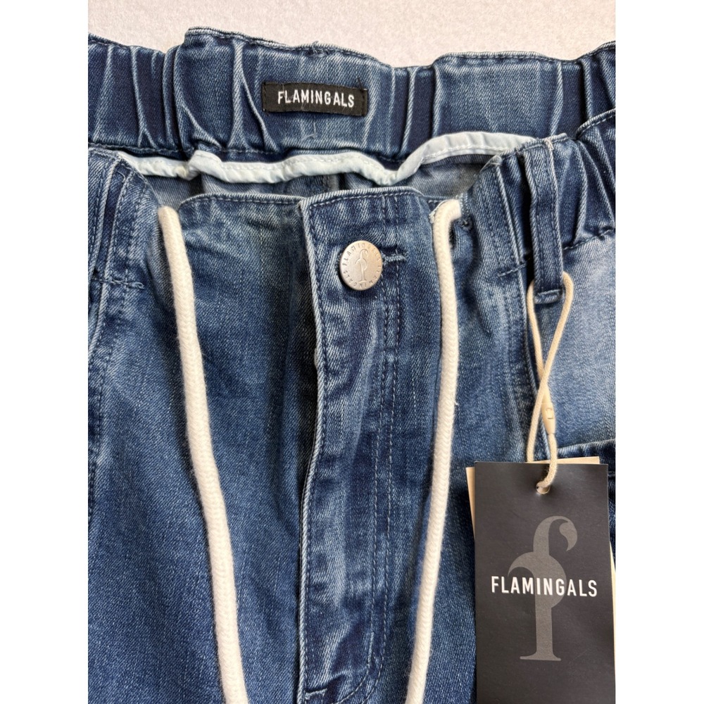 Flamingals Blue Denim Culottes Balloon Leg Drawstring Shorts Plus Size 3XL NWT - Picture 5 of 9